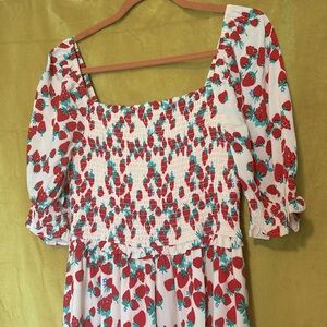 Betsey Johnson Viral Strawberry Maxi Dress NWT Large XL